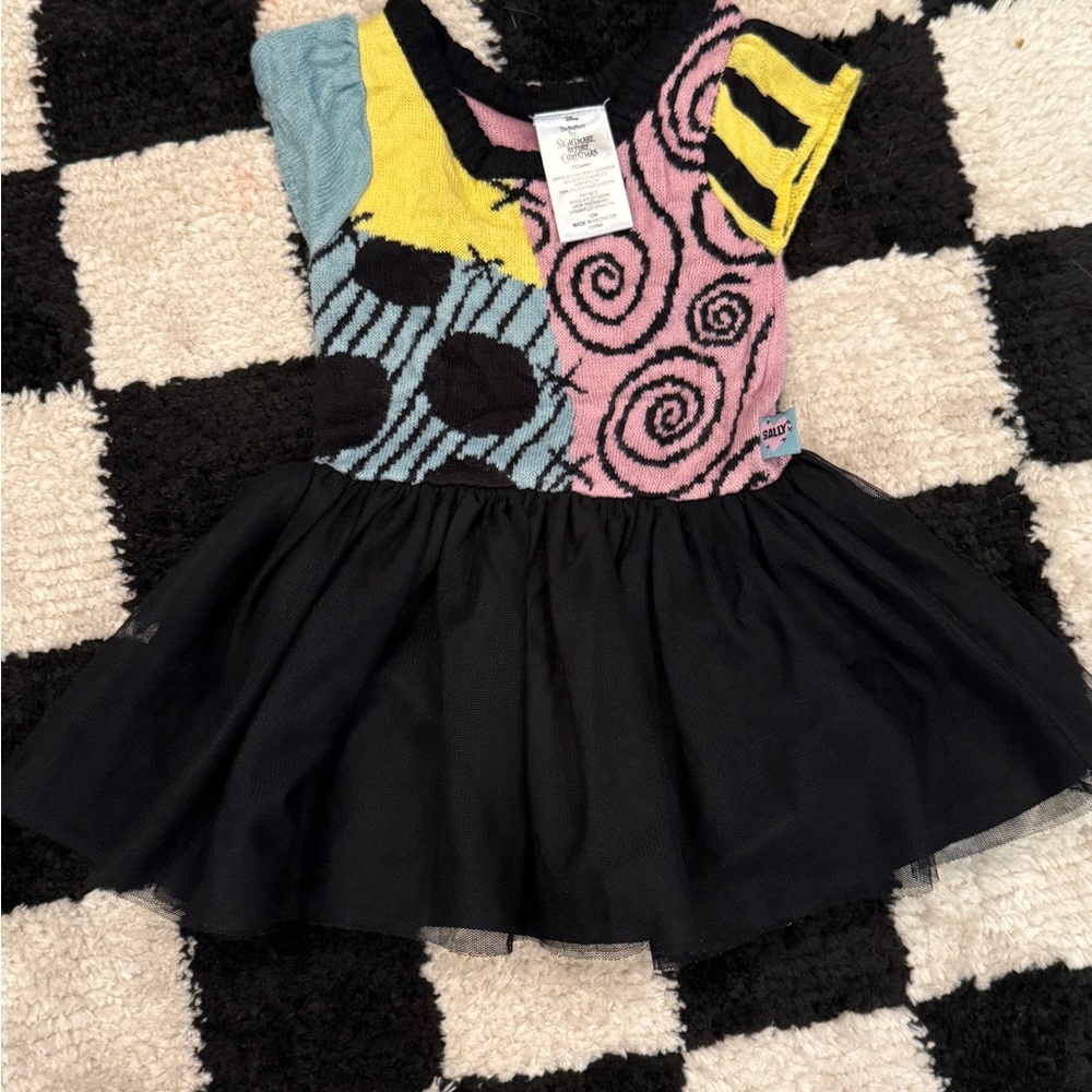Colorful Patterned Dress with Black Skirt